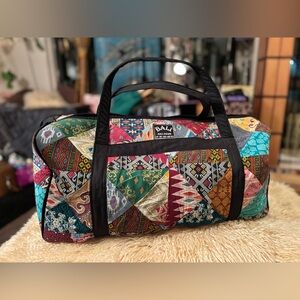 Bali Agung Patchwork Duffle Bag Artisan Indonesian Textile Carryall Boho Travel